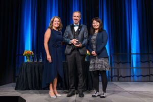 Brian Simmers receiving the Strategic Partner of the Year award at the Life Sciences BC Awards for PHC Ventures