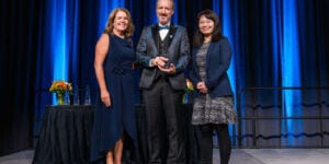 Brian Simmers receiving the Strategic Partner of the Year award at the Life Sciences BC Awards for PHC Ventures